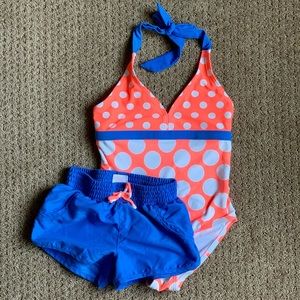 Polka dot swimsuit with matching shorts